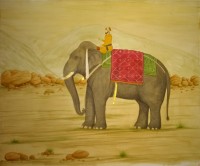 Syed A. Irfan, Prince on Elephant, 18 x 14 Inch, Watercolor, Teawash& Gold on Wasli, Figurative Painting, AC-SAI-039